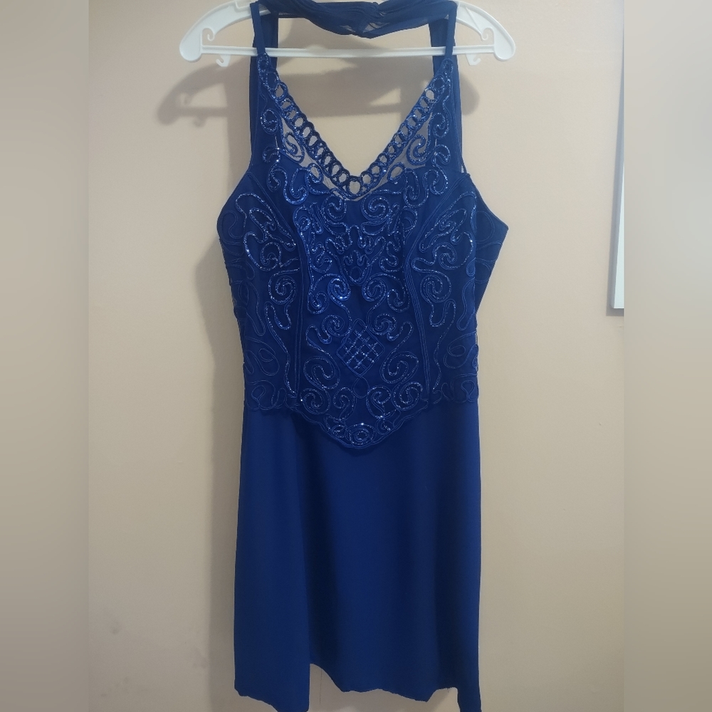 Navy blue knee length dress